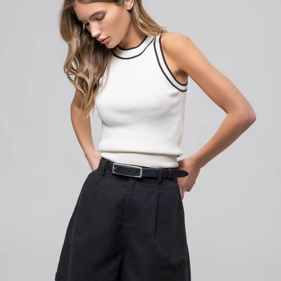 Ashleigh Contrast Stripe Sweater Knit Halter Top - Picture 4 of 10